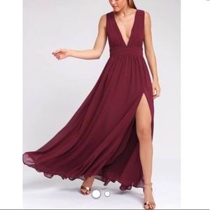 Lulus Heavenly Hues Burgundy Maci Dress